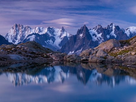 Mountain peaks - nature, mountain, reflection, snowy, peak