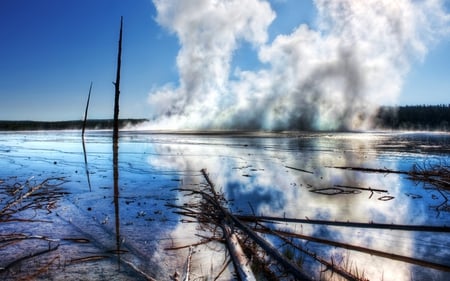 the mist - cloud, white, water, reflection, photography, steam, blue