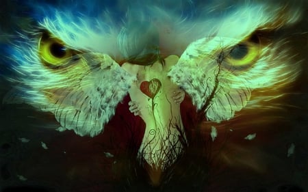 The Eagle protects the Angel - dreams, eagle, fantasy, angel