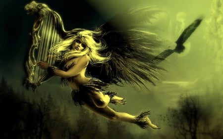 My Protector - dreams, eagle, fantasy, angel