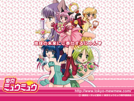 Tokyo Mew Mew-Original Wallpaper - lettuce, pudding, strawberry, mint, tokyo mew mew, mew mew, other, mew mew power, anime, original wallpaper, ichigo, team