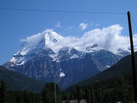 Mount Robson Provincial Park, British Columbia, Canada - trees, britishcolumbia, snow, provincial, mountain, canada, nature, robson, sky, park