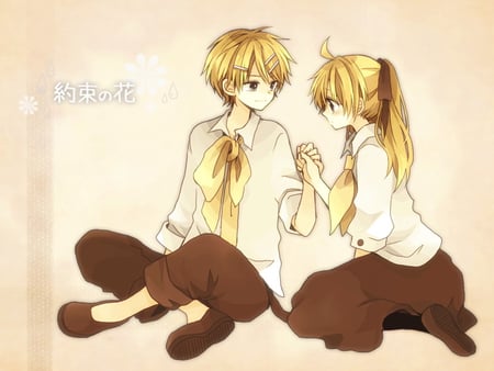 Rinto & Lenka - vocaloid, yellow, twins, kagamine