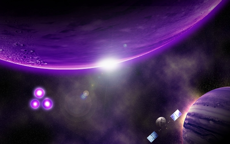 Purple Planets - milky way, planets, space, other