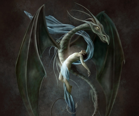 The Embrace - cg, fantasy, dragon, soul, digital art, embrace