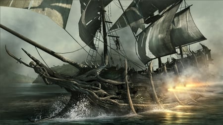 pirates - water, pirate, ship, horror, gothic, ocean, dark