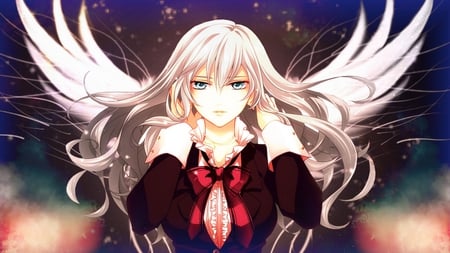 Angel Luka - luka, angel, female, wings, anime, fantasy, white hair