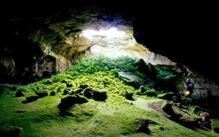 big cave, grass, light, nature - grass, light, nature, big cave