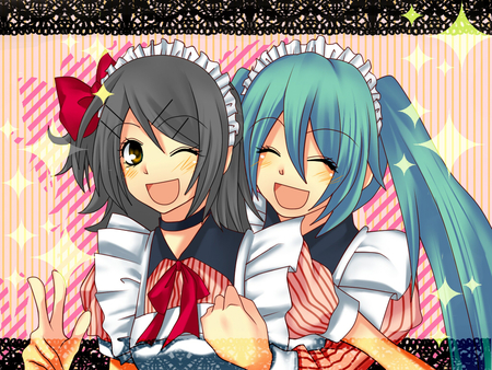 Miku@ Rui - rui, vocaloid, maids, miku