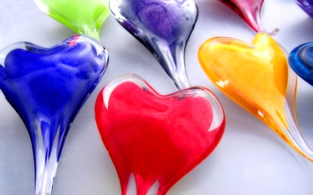 Hearts - yellow, blue, red, hearts