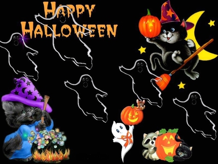 HALLOWEEN COLLAGE - collage, characters, halloween, happy