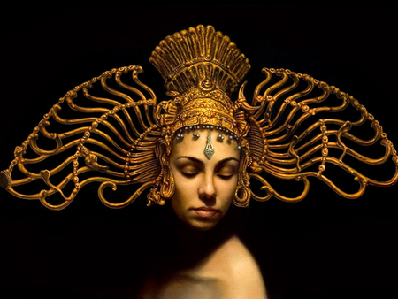 Shiva s Crown - portrait, digital, shiva s crown, girl, art, fantasy, picture, gold, image, woman, shiva crown