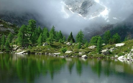 Mountains Lake - pakistan, picture, beautiful, lake, mountains