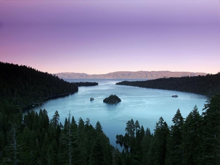 Sundown at Emerald Bay, Yoho National Park, British Coumbia, Canada - national, trees, water, sundown, british, yoho, mountain, canada, columbia, emerald, sky, park, bay