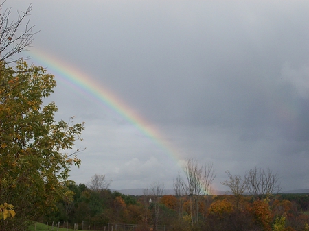 autumn rainbow - trees, skowhegan, maine, sky, leaves