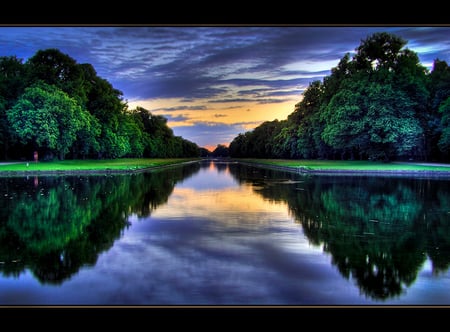 mirror - nature, sky, trees, reflection, clouds, water