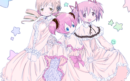 Mahou Girls - pink, cute, anime, girl, stars, dress