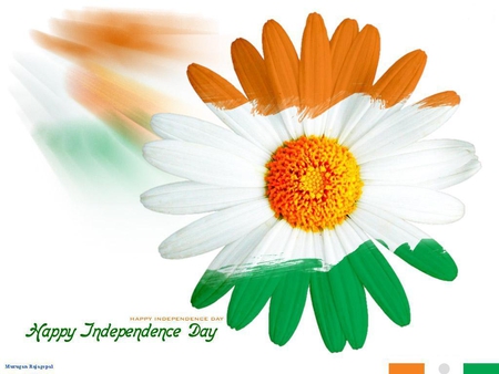 indian flower - white, mycountry, orange, green