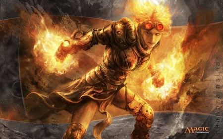 Pyro Woman - woman, burning, magic the gathering, magic, video game, phoenix, fire, fantasy, cg, hd, the gathering, adventure, action