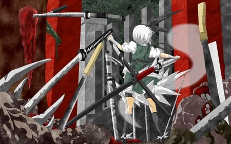 Konpaku Youmu - touhou, war, konpaku, sword, youmu