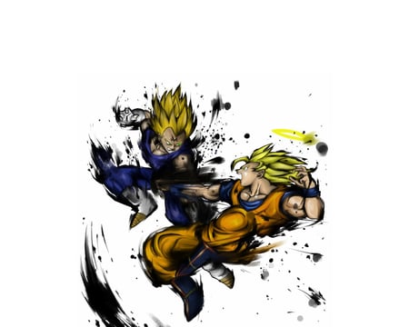 majin vegeta vs goku super saiyan - paint, warrior, saiyan, super