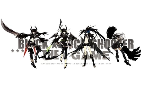 Black Rock Shooter - game, strength, shooter, rock, gold, master, saw, black, white, dead