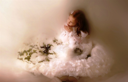 Little princess - beauty, love, adorable childhood, magic, white dress, child, dream, sweet moments, baby, sweet, little girl, cute