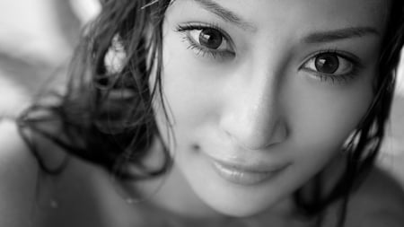 Beautiful Woman - woman, face, photoshop, beautiful, eyes, black and white