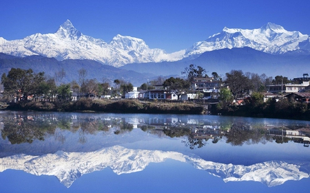 REFLECTION - lake, reflection, mountains, nature