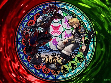 Kingdom hearts fantasy - roxas, console, kingdom hearts, colors, video games, black, keyblade