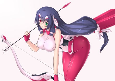 Nice - kyoukai senjou no horizon, asama tomo, bicolored eyes, black hair, weapon, long hair