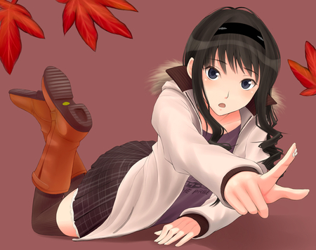 Haruka - bed, dress, black hair, morishima haruka, amagami, blush, long hair, tagme