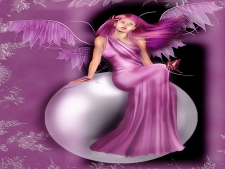 MAUVE FAIRY - wings, fairy, female, mauve