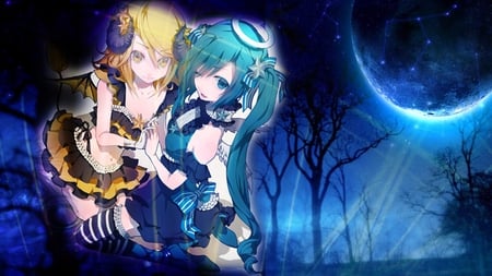 Rin and Miku - hatsune, rin, vocaloid, anime, miku