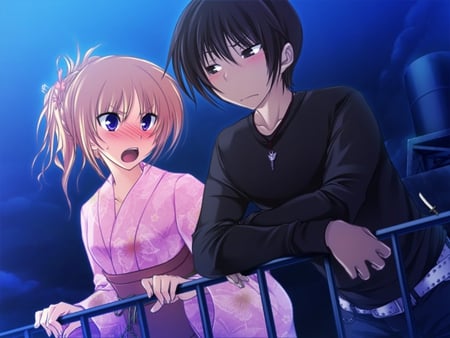 Time for Love - boy, game, anime, majide watashini koishinasai, girl, night, love