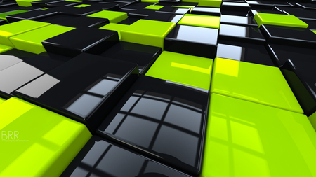 3D Cubes - abstract, cubes, 4dcinema, cg, black, colorful, green, hd, 3d, texture