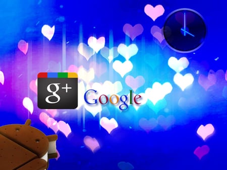 Hearts - google, heart, googleplus, clock, love, android