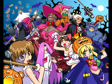 Halloween - anime, halloween, characters, pumpkin