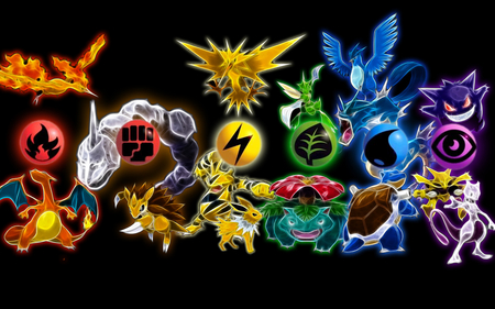 Pokemon - fire, fighting, psychic, water, electric, pokemon, anime, grass