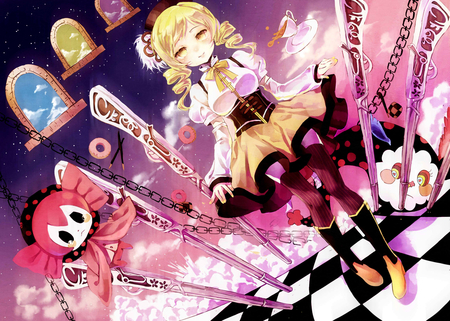 Mahou Shoujo Madoka Magica Girls - anime, cute, girl, blonde