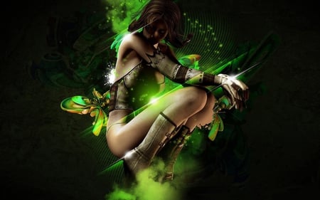 Creative Fantasy Girl - woman, abstract, beautiful, green, fantasy