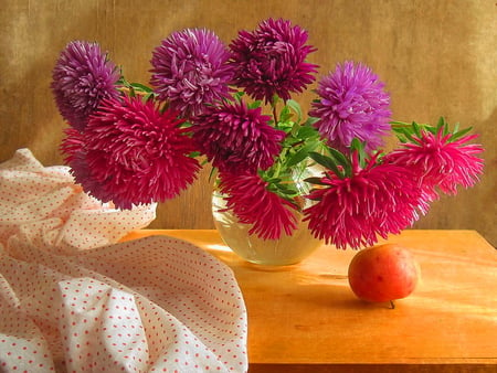 Still life - pretty, vase, lovely, pink, still life, harmony, flowers, red, nice