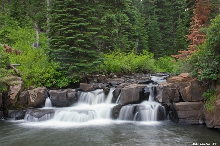 Beautiful Creek Falls - water falls, trees, green, creek, forest, rocks