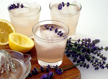 ~  Lavender Lemonade  ~ - lemonade, purple, yellow, fresh, for three, violet, lavender, ice, lemon, entertainment, fashion