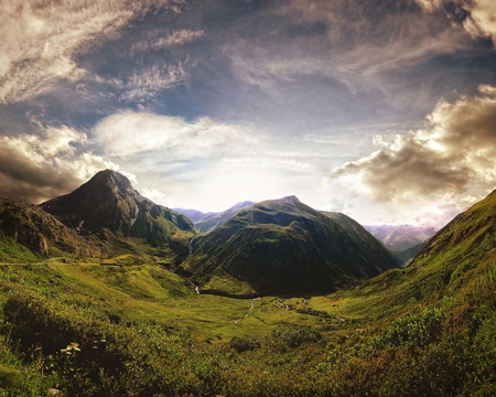 Old Mountain View - mounts, beautiful, hills, sky, scenery, clouds, view, light, nature, mountain