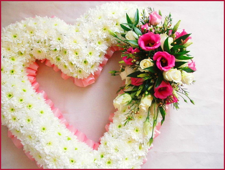 Love to my internet friends - flowers, roses, white, heart, green, pink