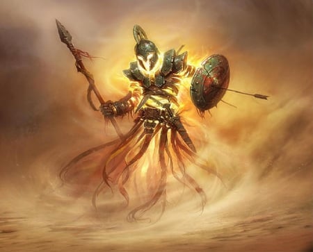 The Ghost of Arena - sheild, ghost, spear, warrior