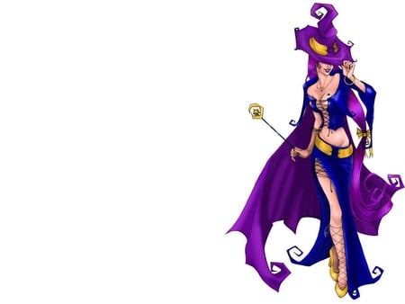 Anime Halloween - witch, tattoo, wand, purple, blue