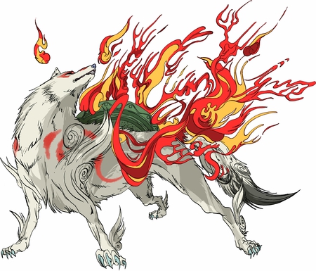 Okami - wolf, white, okami, anime, orange