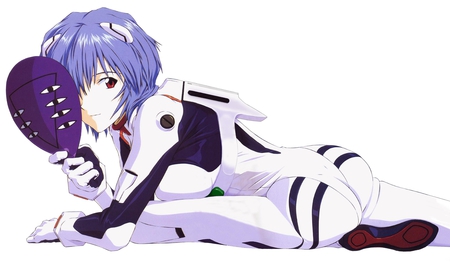 Neon Genesis Evangelion - anime, white, purple, girl, cute